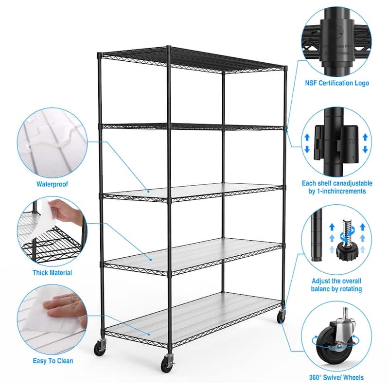 5 Tier 7500lbs Heavy Duty Adjustable Storage Rack Metal Shelf
