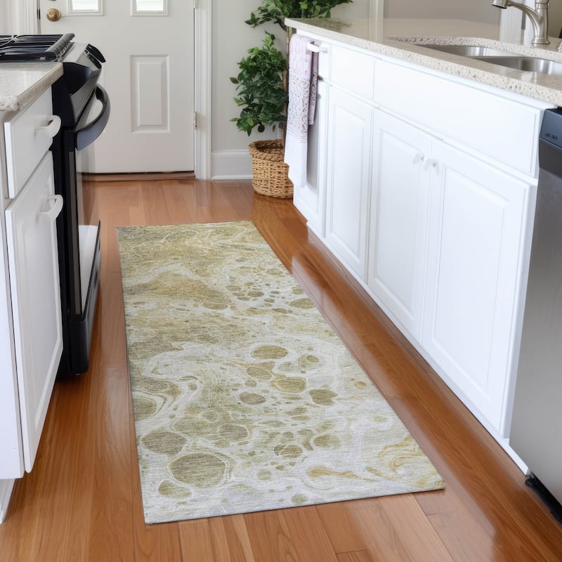 Premium Washable Super Soft Contemporary Mayfield Rug - Gold - 2'3" x 7'6"