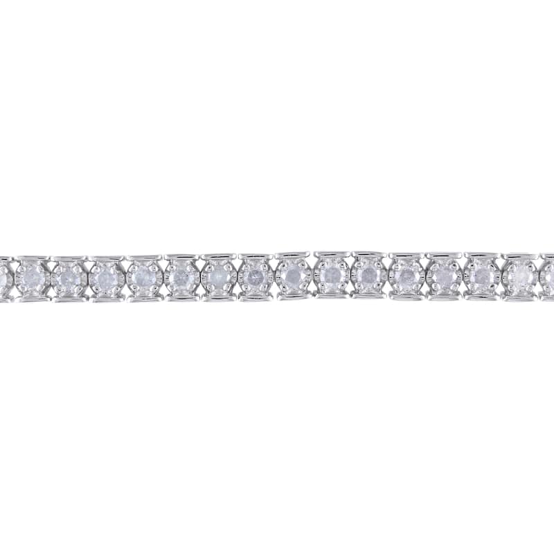 Miadora Sterling Silver 3ct TDW Diamond Tennis Bracelet - 7.25 in x 4.5 mm
