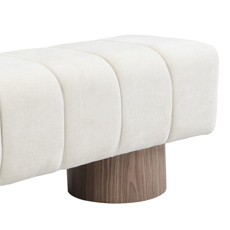 Roomfitters Upholstered Dining Bench for Dining Room, No-Assembly Chenille Fabric Seat with Wood Legs