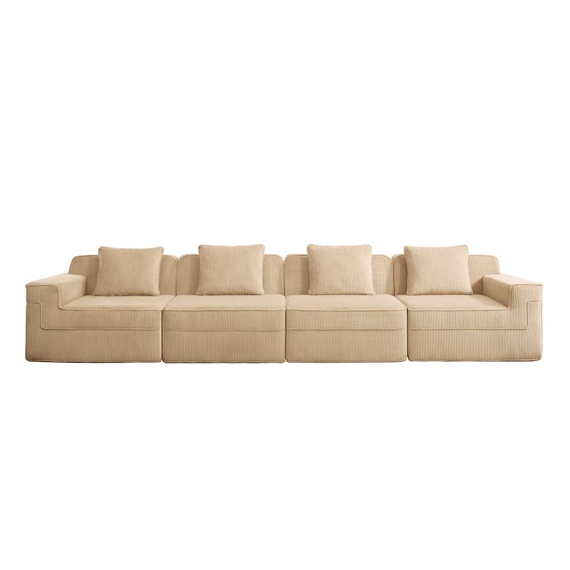 GDFStudio - Modular 4-Seater 153.5" Corduroy Boneless Cloud Sofa