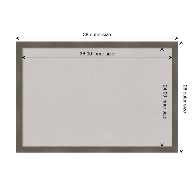 Edwin Clay Grey Wood Framed Grey Corkboard Bulletin Board - Board Size 36x24
