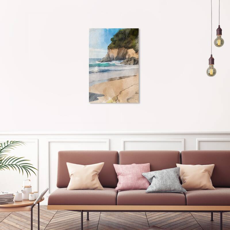 Wynwood Studio Canvas Nature and Landscape Coastal Tide Brown and Tan Nautical & Coastal Wall Art Canvas Print - 30 x 20