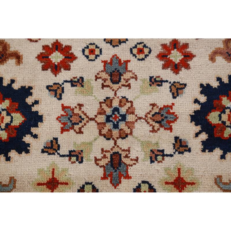 Hand Knotted Oriental 100% Wool Carpet Traditional Geometric Beige & Ivories Heriz (serapi) Area Rug - 9' 1'' X 6' 0''