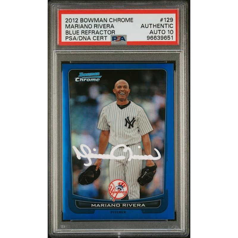 Mariano Rivera 2012 Bowman Chrome Blue Refractor Card #129 Auto PSA 10 2/250 - 8'6" x 11'6"