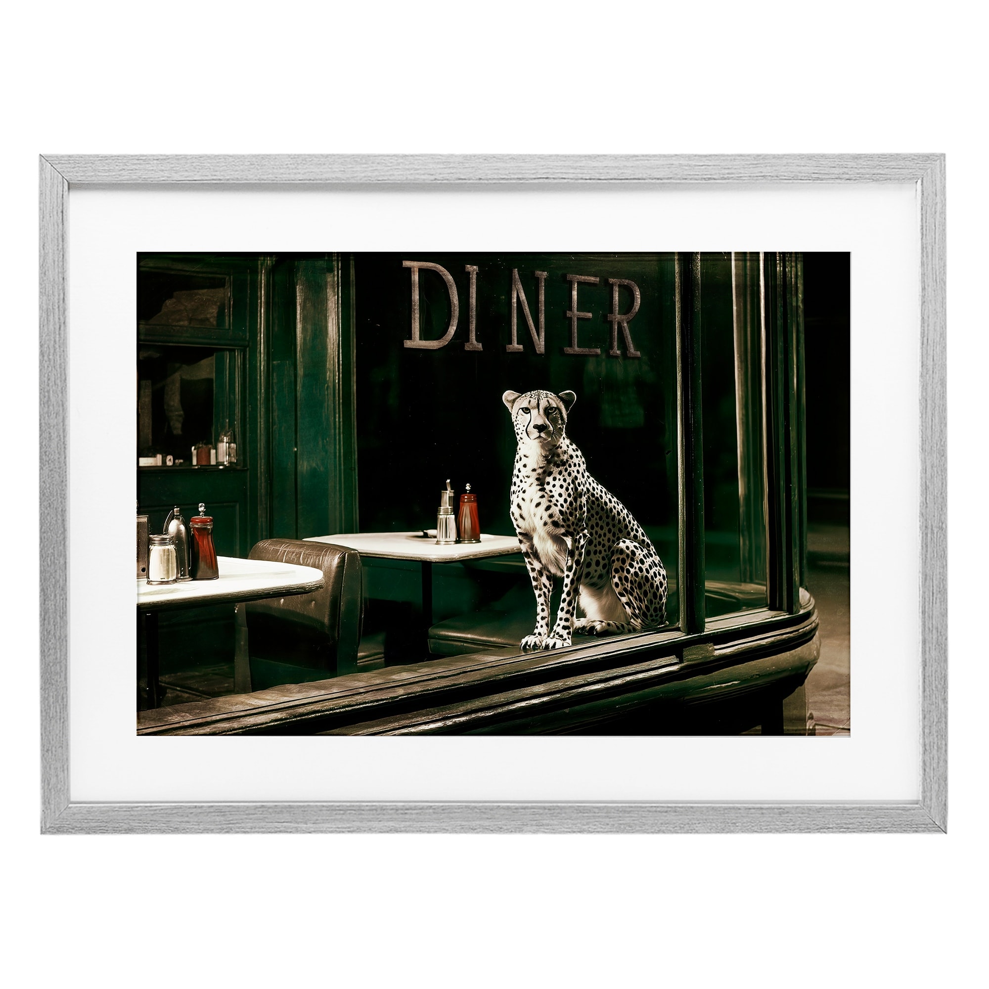 Stupell Diner Sentry Leopard Under Glass Framed Design By Annabelle Hall