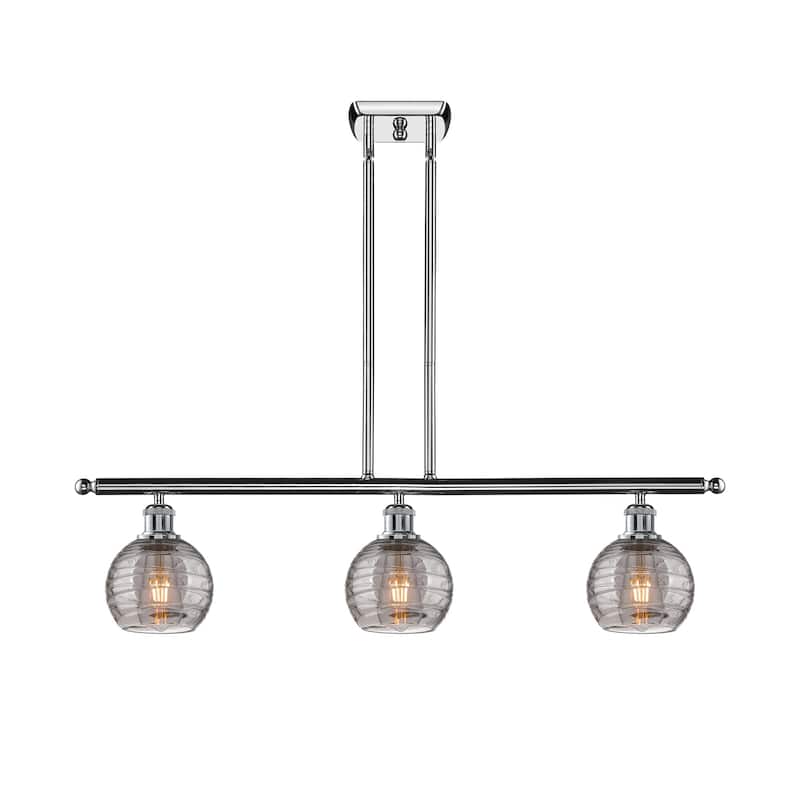 Innovations Lighting 516-3I 9 36 Athens Deco Swirl Chandelier Athens - Polished Chrome / Light Smoke Deco Swirl