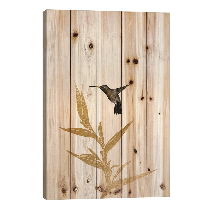 Hummingbird & Flower I Print On Wood by Orara Studio - Multi-Color - 26x18x1.5