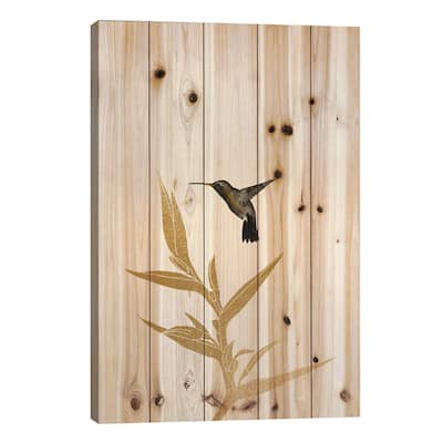 Hummingbird & Flower I Print On Wood by Orara Studio - Multi-Color