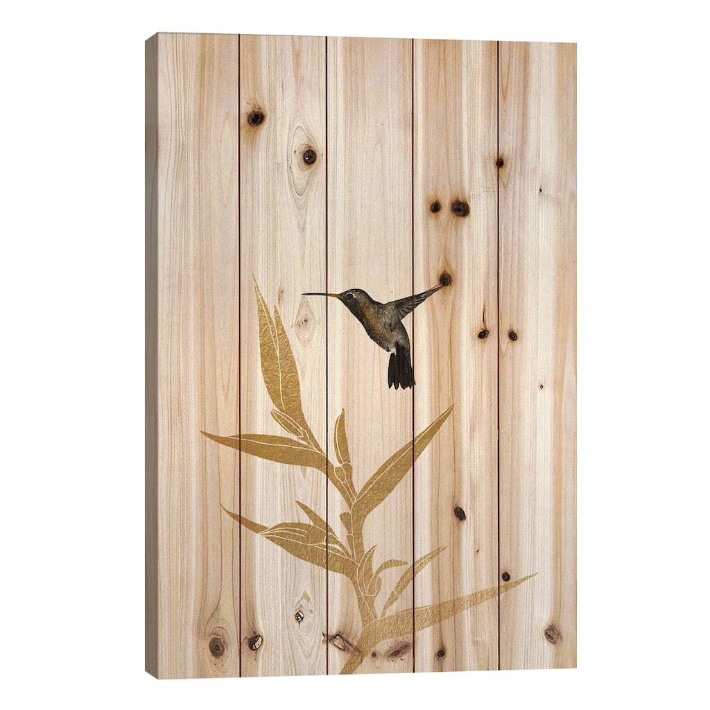 Hummingbird & Flower I Print On Wood by Orara Studio - Multi-Color