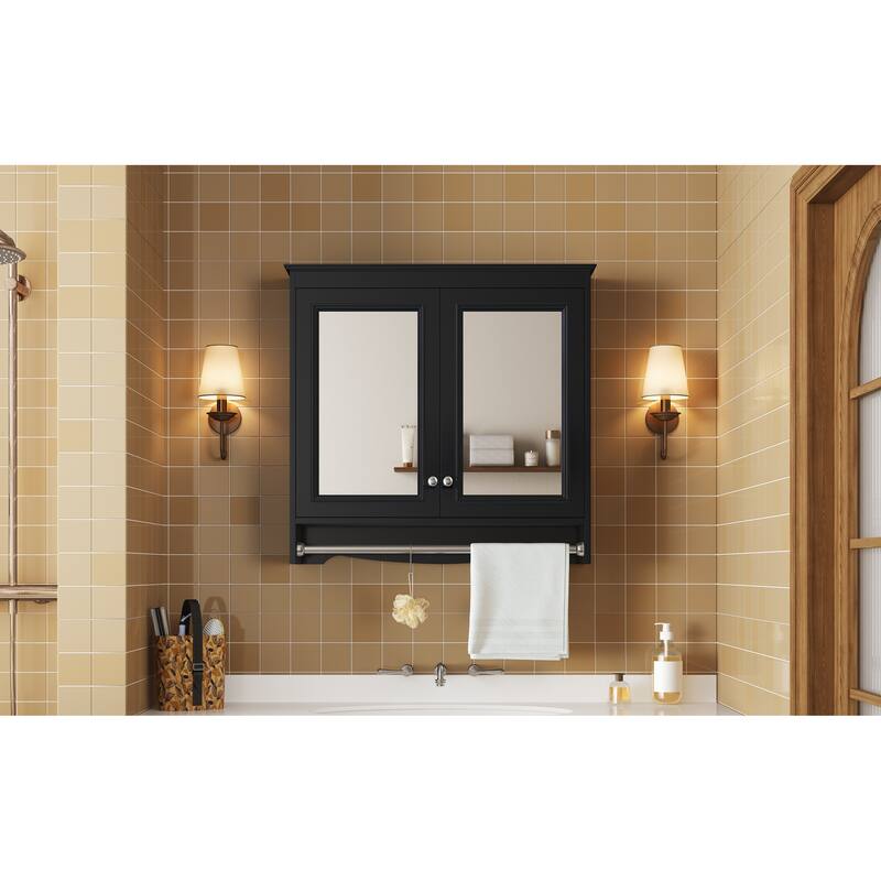 3-in-1 Bathroom Mirror Cabinet, 30"Wall Mounted Medicine Cabinet with Adjustable Shelves & Soft Close Doors