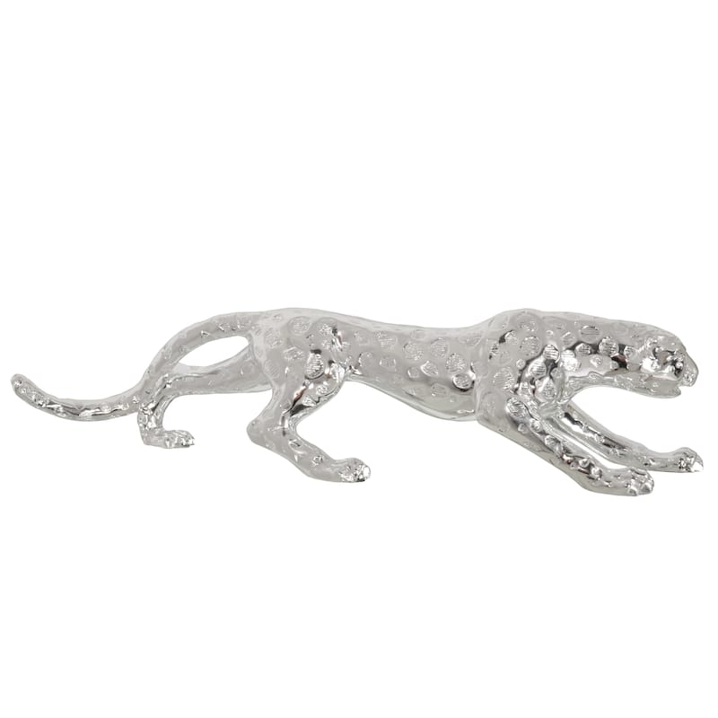 Standing Silver Leopard Large 31 Inches Long