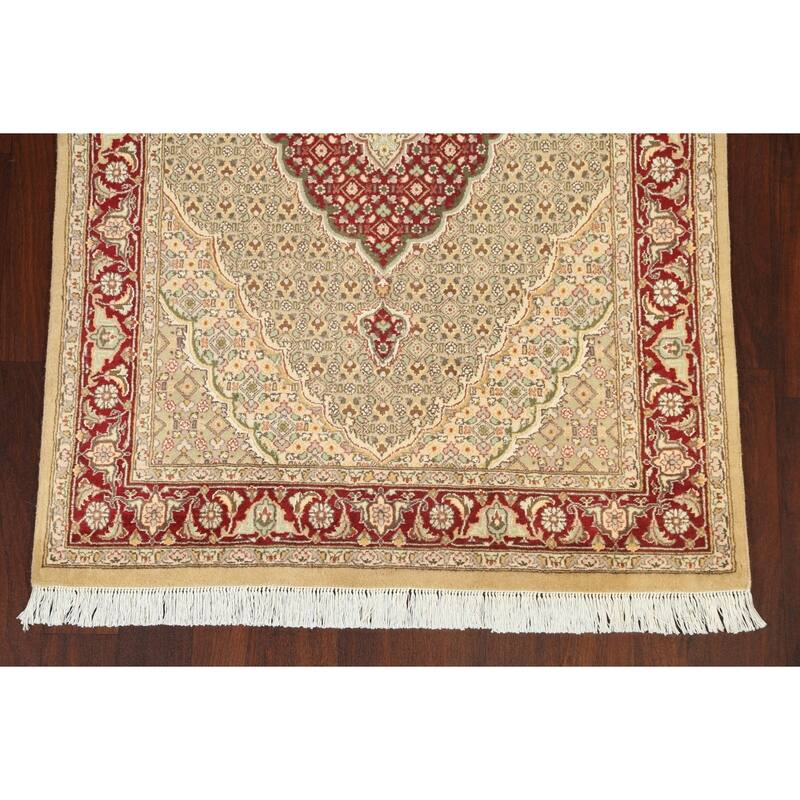 Wool/ Silk Vegetable Dye Tabriz Mahi Oriental Area Rug Hand-knotted - 4'0" x 6'4"