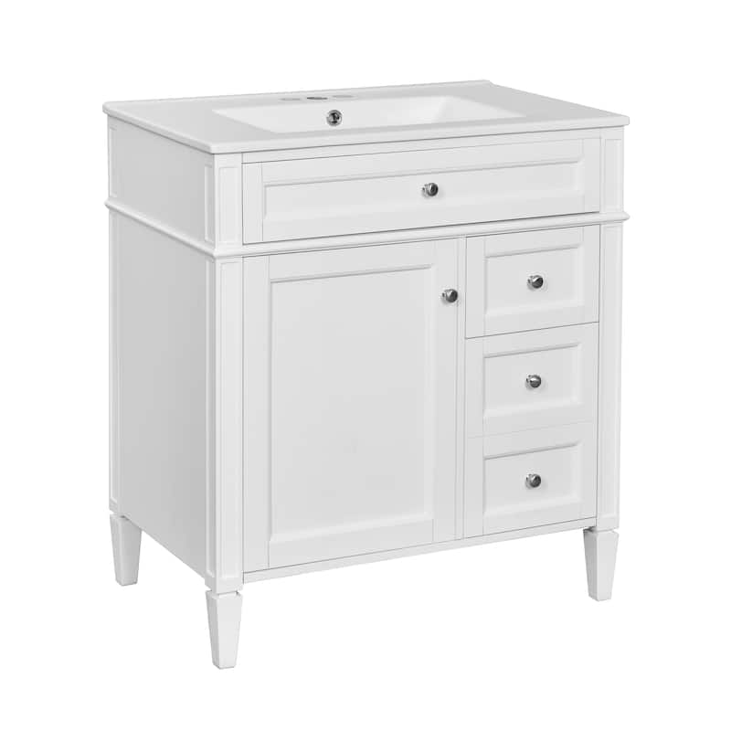 Modern Freestanding Bathroom Vanity with Multiple Storage Options and Stylish Mirror Cabinet