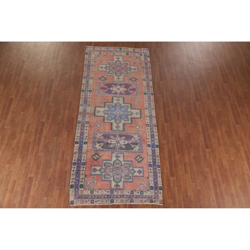 Hand Knotted Oriental 100% Wool Carpet Traditional Tribal Coral Ardebil Area Rug - 11' 1'' X 4' 7''