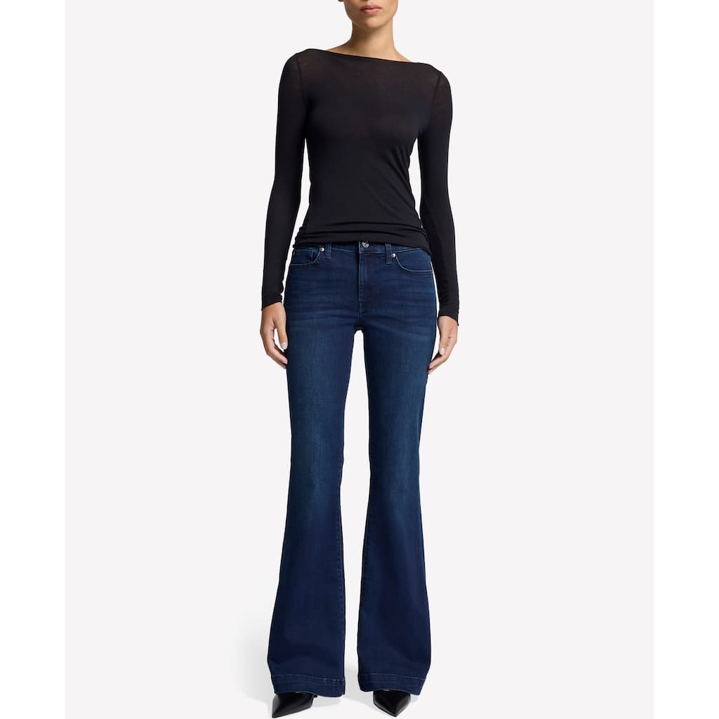 7 For All Mankind Women's Dojo Mid-Rise Wide Leg Flare Jeans