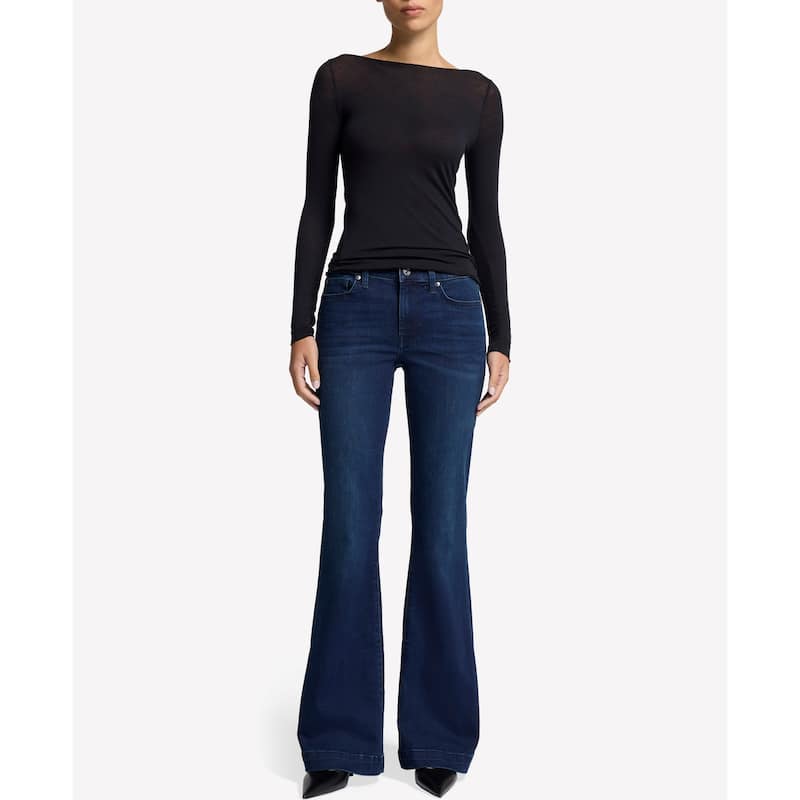 7 For All Mankind Women's Dojo Mid-Rise Wide Leg Flare Jeans