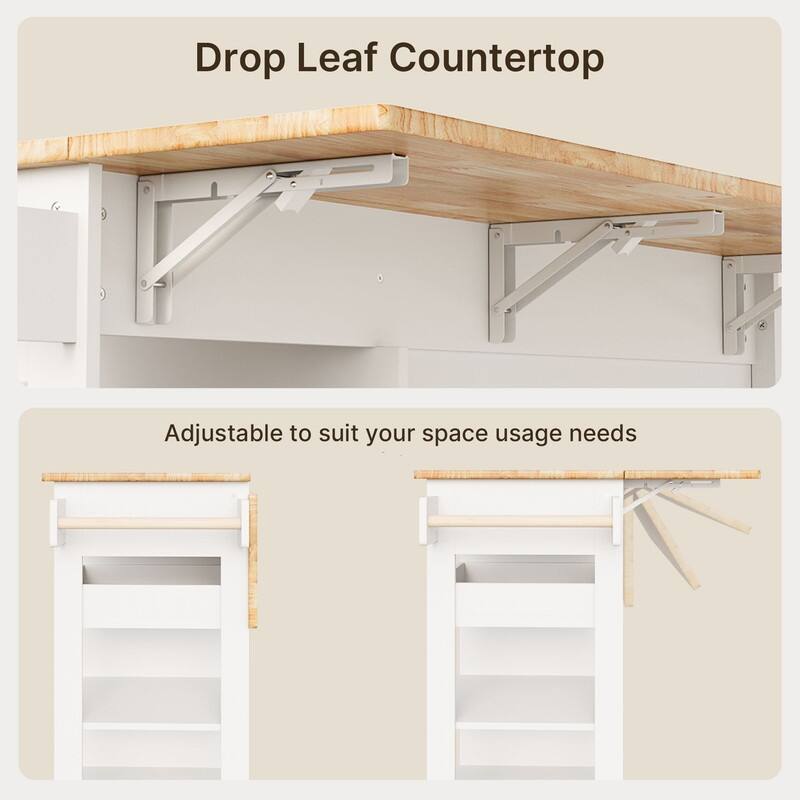 Kitchen Island Cart, Kitchen Island Rolling Trolley Cart with Adjustable Storage Cabinet