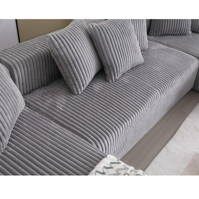 131" Modular Corduroy Sectional U-shaped 4 Seater Couch