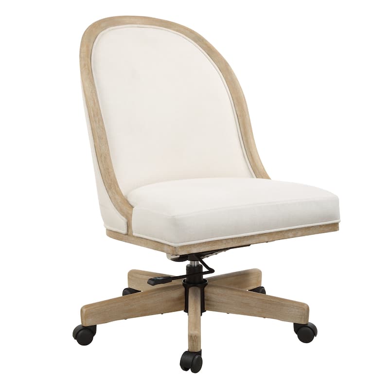 Solid Curved Back Adjustable Desk Chair - 37.5" - White and Brown