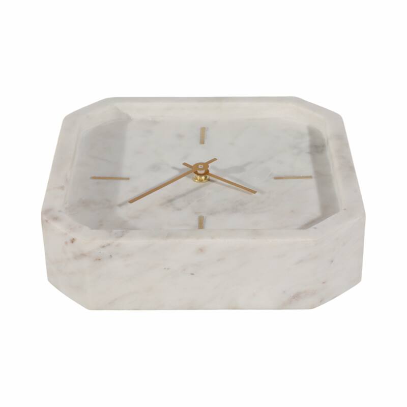 Modern Glam Marble & Stone Clock for Home Decor