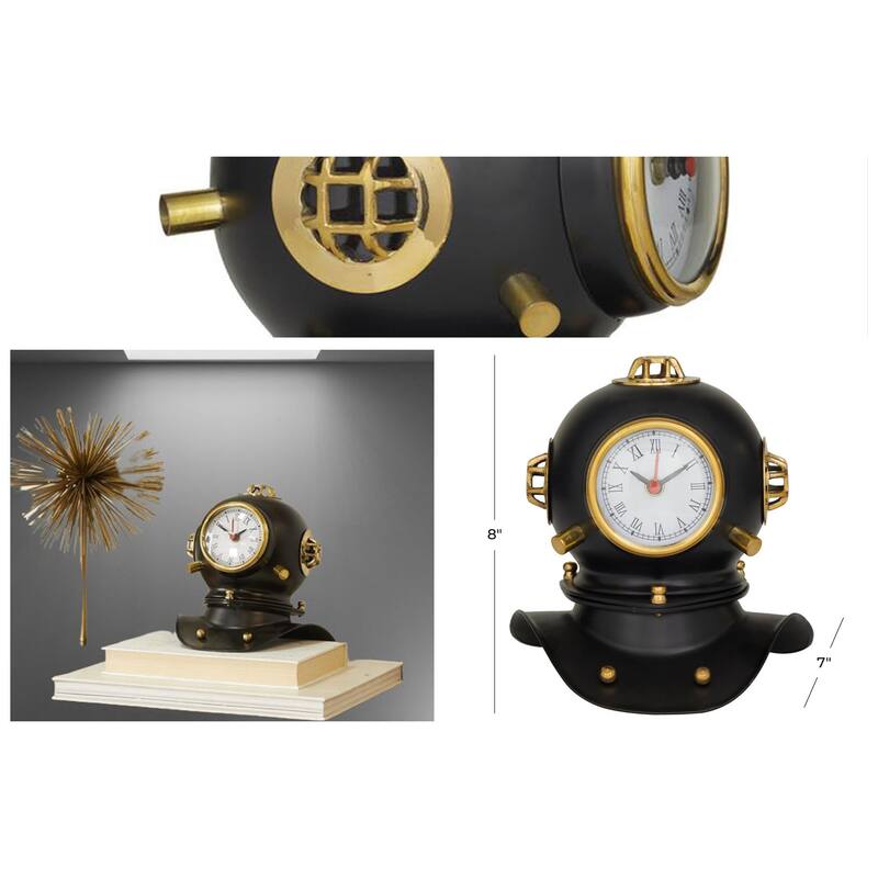 US Navy Mark V 8-inch Diving Helmet Coastal Decor Table Clock