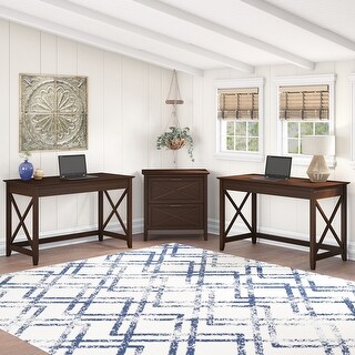 Key West 2 Person Desk Set with Lateral File Cabinet by Bush Furniture