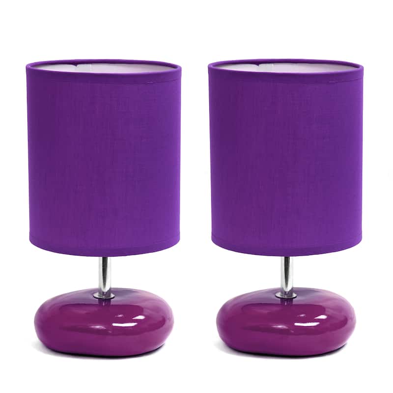 Creekwood Home 10.24" Traditional Mini Round Rock Table Lamp - 10.24 - Purple