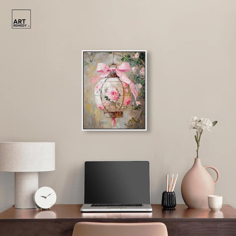 Rose Garden Lantern Canvas by Art Remedy