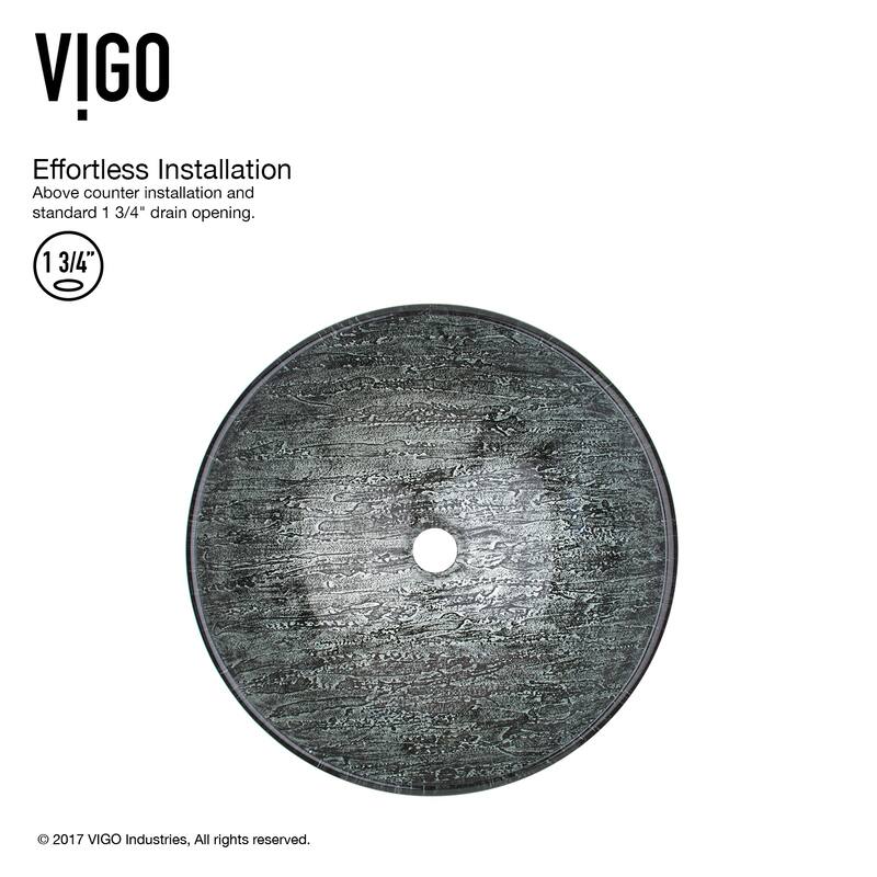 VIGO Giovanni 17"L x 17"W x 6"H Glass Round Vessel Bathroom Sink