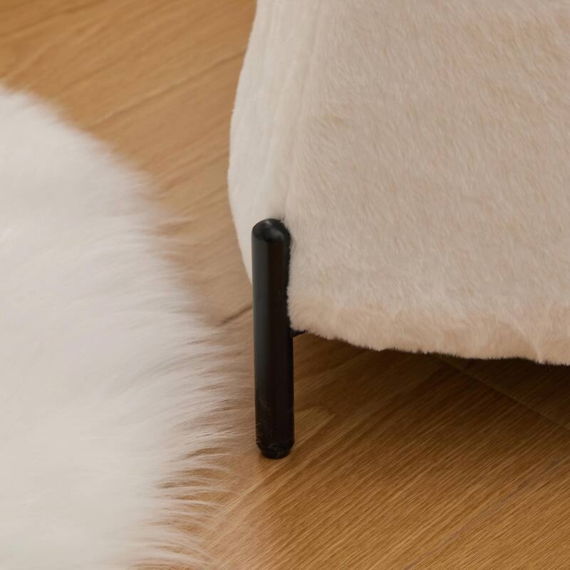 ​Reversible Lid Ottoman Set - Faux Fur Upholstery - 2-Piece