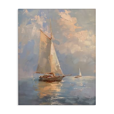 Stupell Maritime Ship on Cloudy Sea Canvas Wall Art Design By Arlington Prints