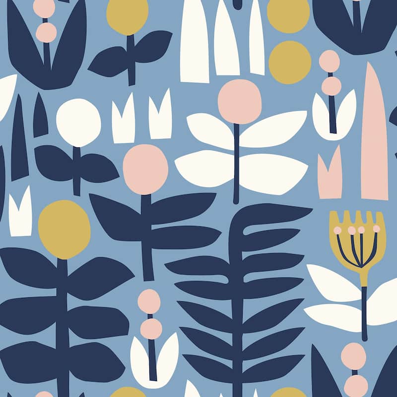 Leah Duncan Blue A Bit Of Folk Peel & Stick Wallpaper