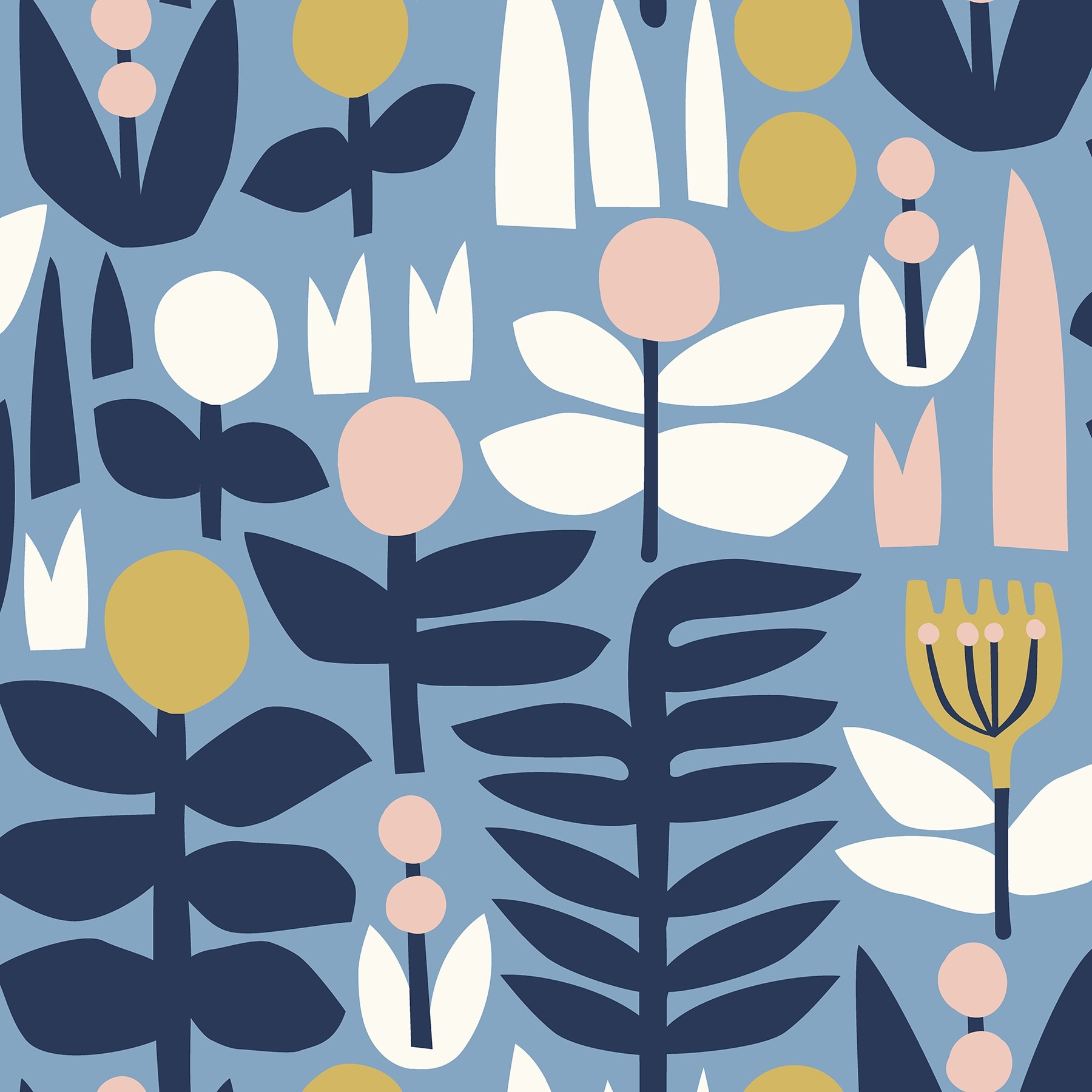 Leah Duncan Blue A Bit Of Folk Peel & Stick Wallpaper