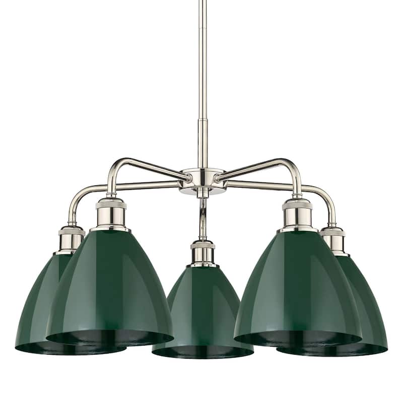 Innovations Lighting 516-5CR-16-26 Ballston Dome Chandelier Ballston - Polished Nickel / Green