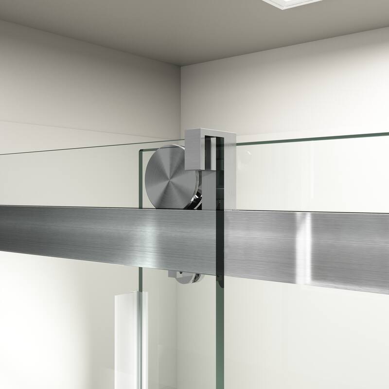 ABRUZZO 56-60" W x 76" H Frameless Soft-Closing Single Sliding Shower Door 1/4" (6mm) Explosion-Proof Tempered Glass