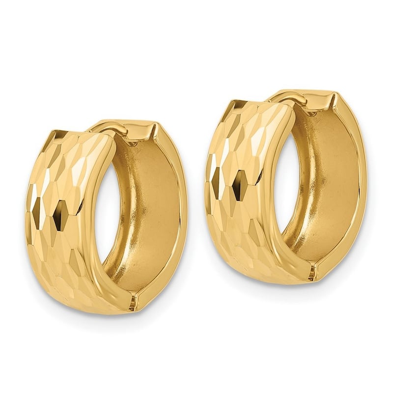 Curata 14k Yellow Gold Sparkle Cut Hinged Earrings - 15.35x16.27mm