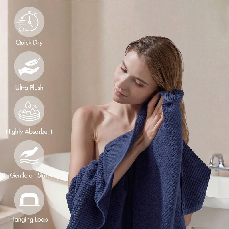 Madison Park Diagonal Ribbed Cotton Quick Dry Towel Set