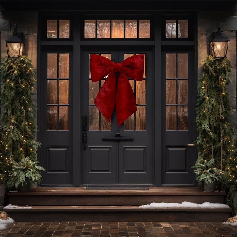36" Wired Outdoor Padded Velvet Bow UV resistant