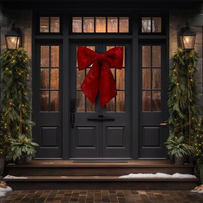 36" Wired Outdoor Padded Velvet Bow UV resistant