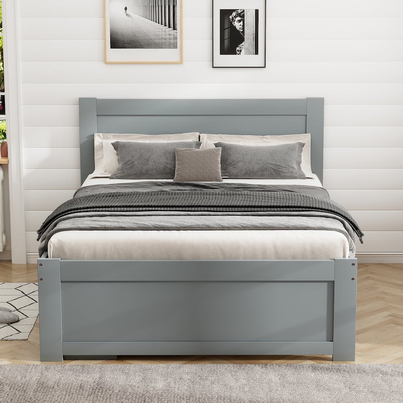Twin Size Platform Bed With Drawer And Two Shelves, Gray - Antique Gray