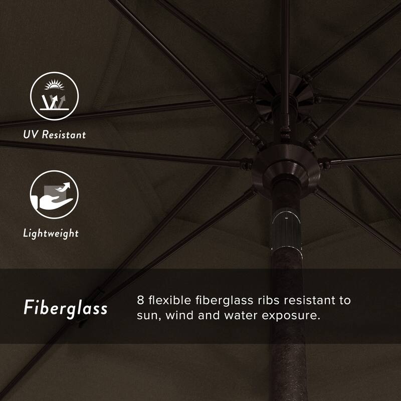 California Umbrella 9' Rd Patio Umbrella Bronze Aluminum Frame Fiberglass Ribs Crank Lift Collar Tilt Sunbrella