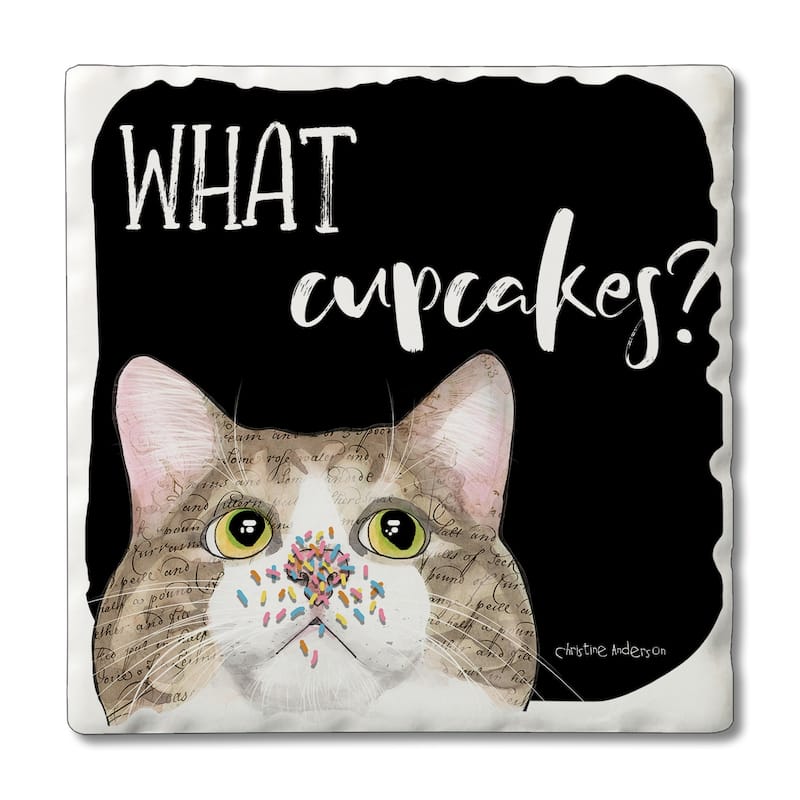 Counterart Absorbent Stone Coasters - What Cupcakes - Set of 4 - 4x4x1.530