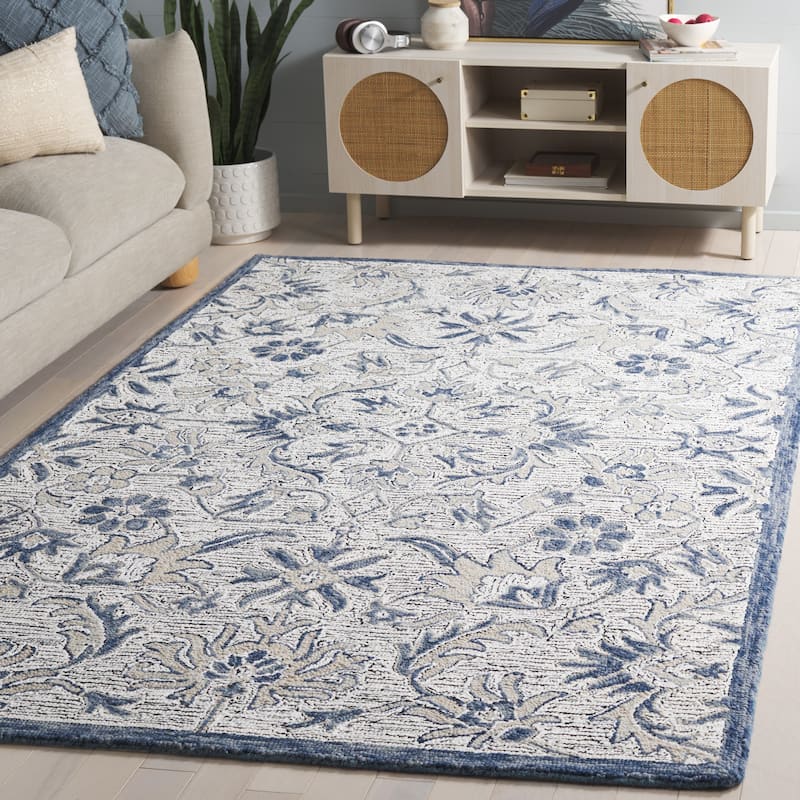 SAFAVIEH Handmade Metro Smeralda Wool Rug - Ivory/Grey - 5' x 8'