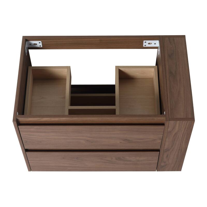 30 Inch Wall Mounted Plywood Bathroom Vanity Set with Integrated Resin Basin and Drawer