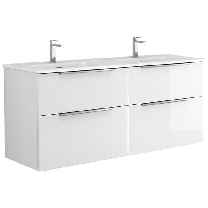 WS Bath Collections Dalia C140D Dalia 56" Wall Mounted Double Basin