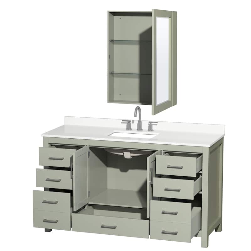 Wyndham Collection WCS141460S-QTZ-US3MED Sheffield 60" Free Standing