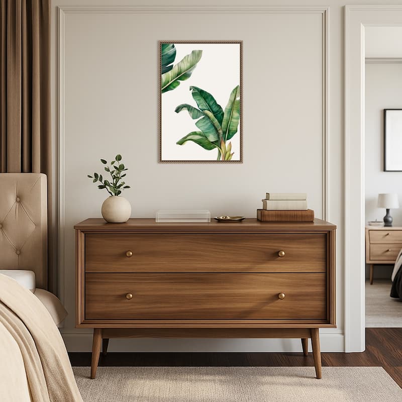 Green Leaves by Elizabeth C (16 x 23 in.), Framed Canvas Wall Art Print