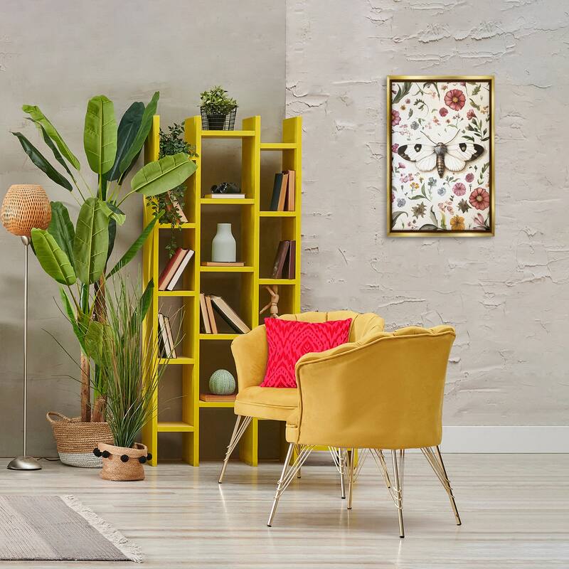 Stupell White Moth & Botanicals Framed Floater Canvas Wall Art Design By The Dutch Lady