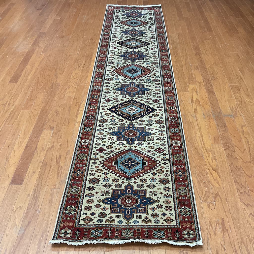 HERAT ORIENTAL Hand-knotted 2'7 x 11'9 Indo Karaja Wool Runner - 2'7" x 11'9"